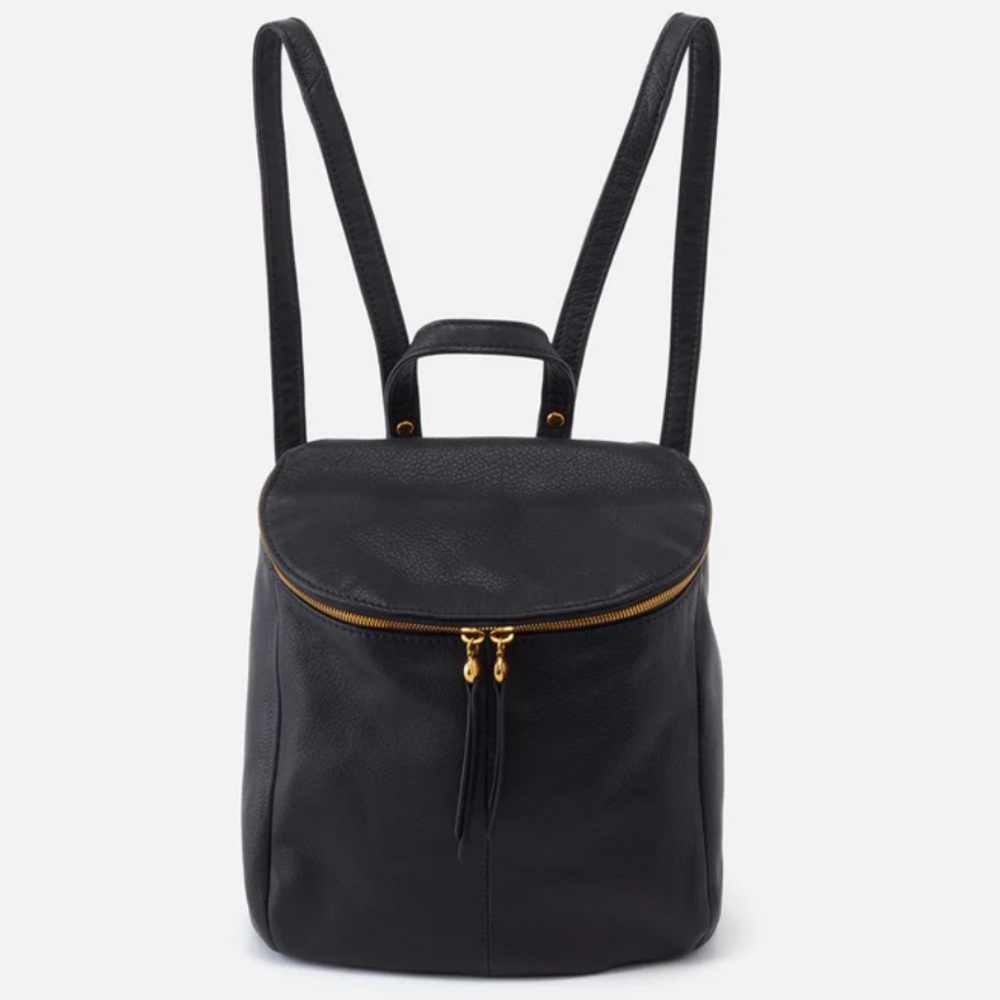 Black leather backpack